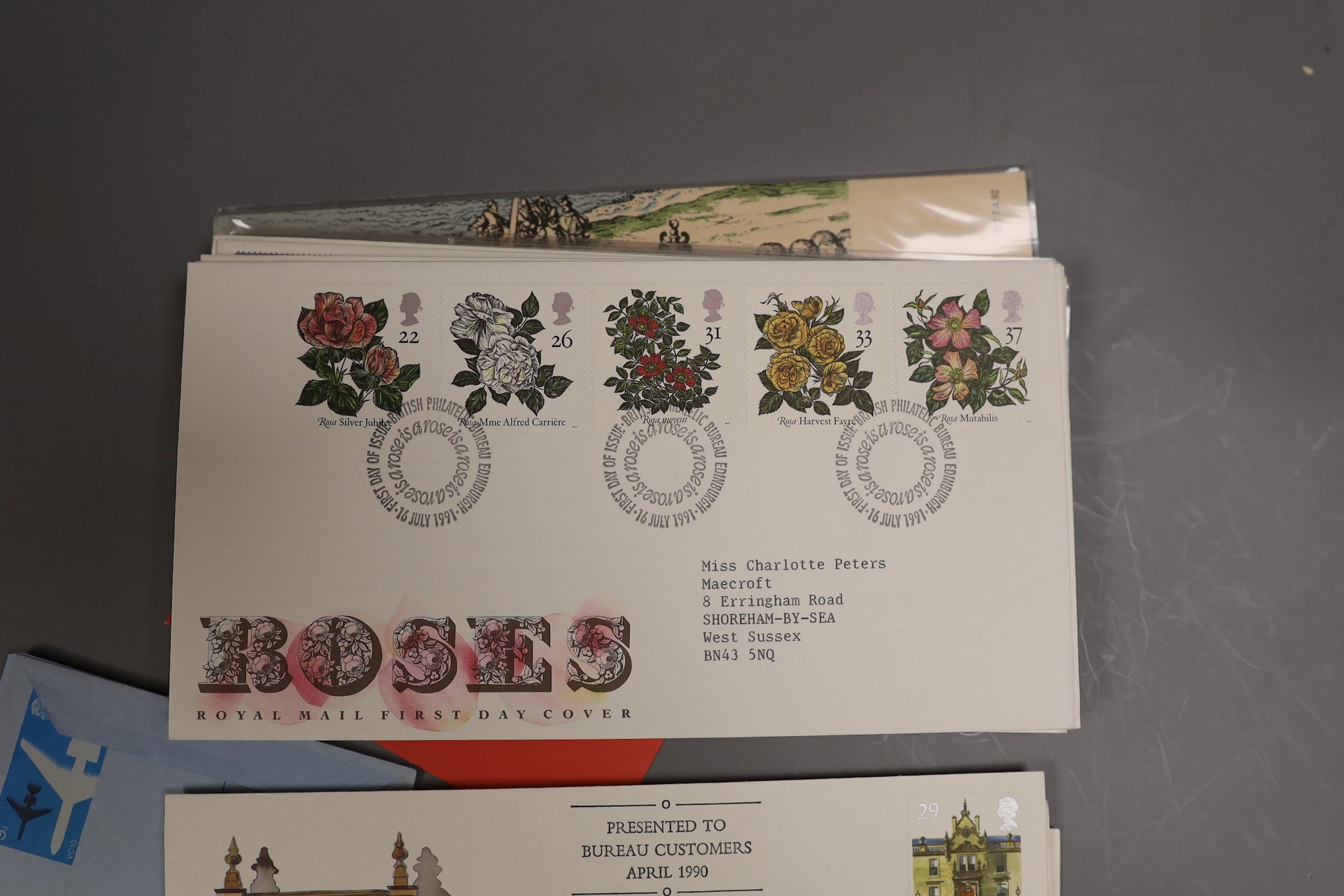 Four albums of Royal Mail and Post Office First Day Covers and other QEII stamps and covers
